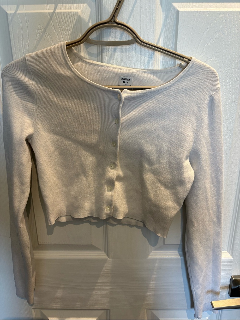 Sunday Best Cream Cropped Button-Front Cardigan